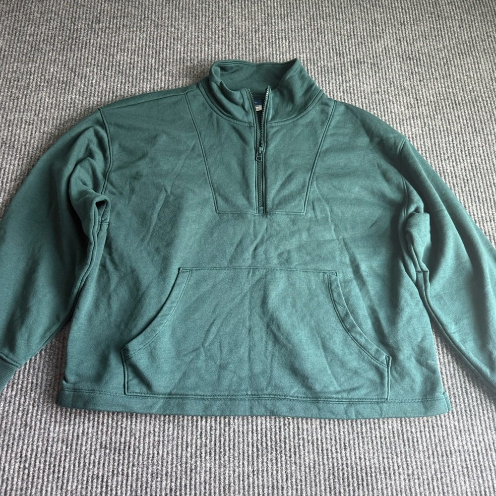 Old Navy Dark Green Quarter-Zip Sweatshirt Size XL
